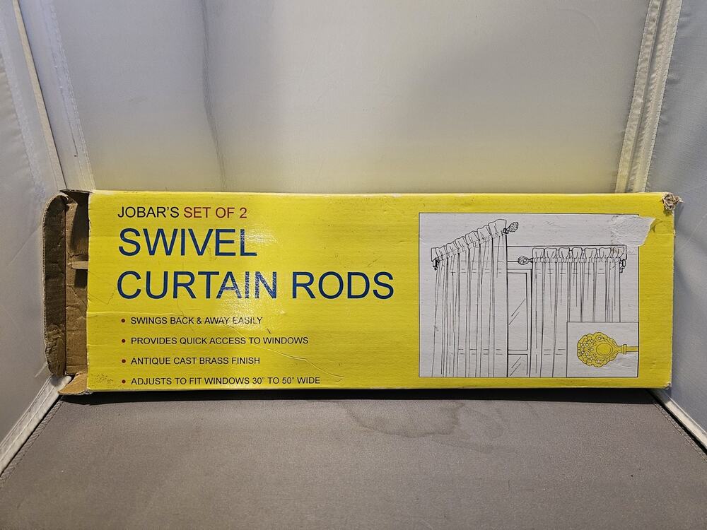 Vintage 1996 Jobar #JT2127 - Set of 2 Swivel Curtain Rods - Fits 30" to 50" Wide